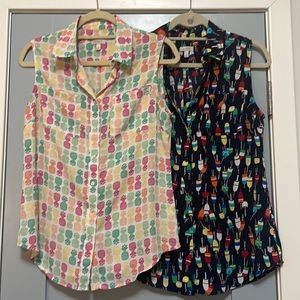 Lot of 2 Talbots sleeveless blouses, EUC, size small, pineapples and buoys